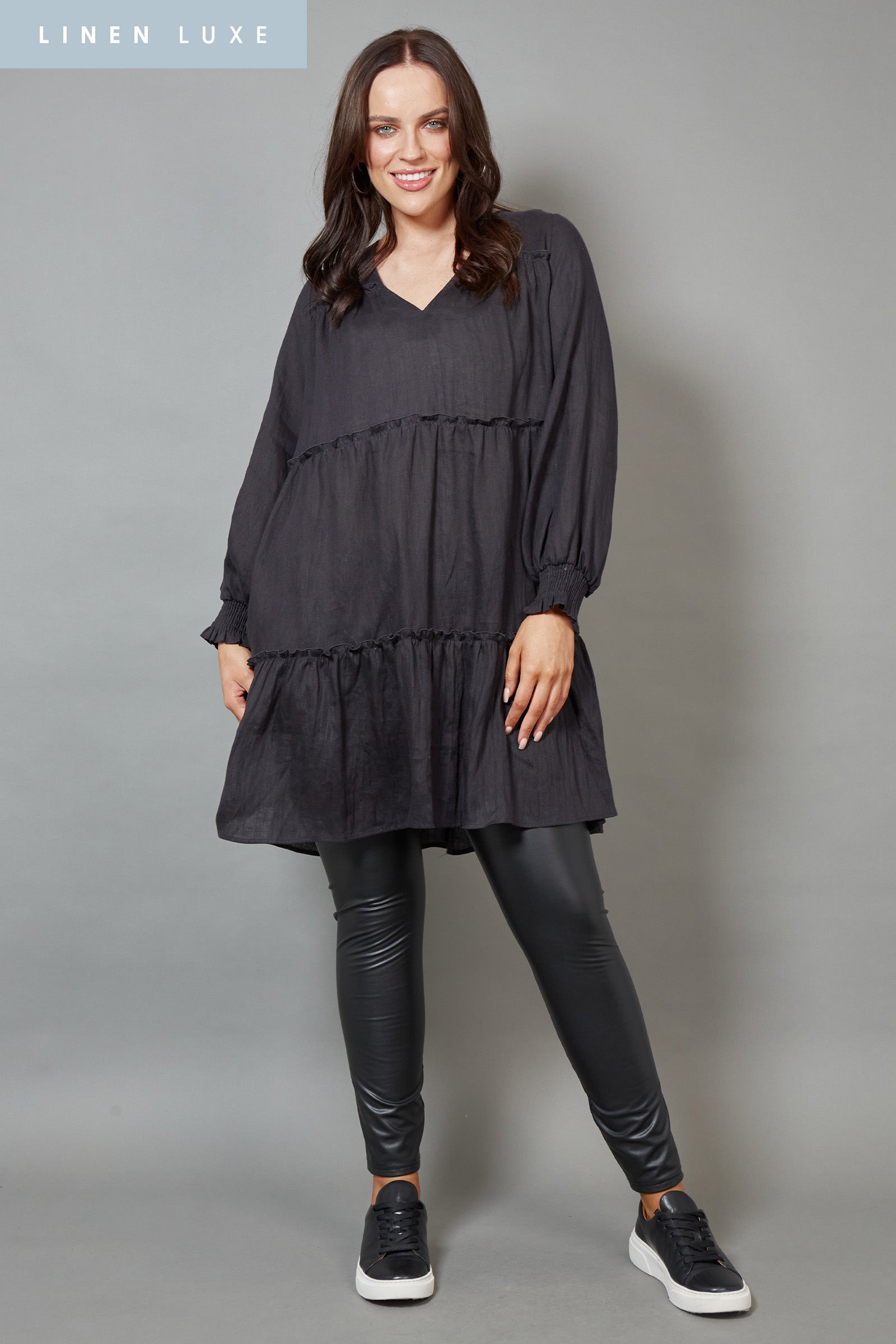 Diaz Dress - Shale - eb&ive Clothing - Dress Mid Linen