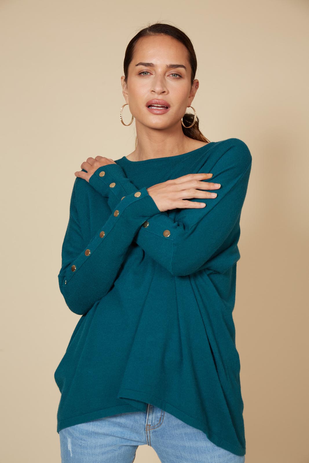 Kit Button Knit - Teal - eb&ive Clothing - Knit Jumper One Size