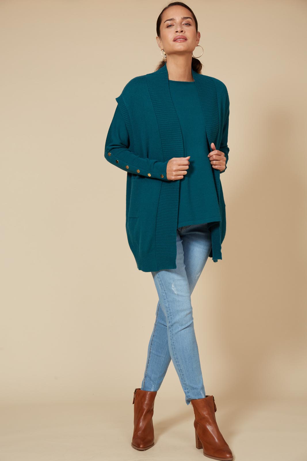 Kit Vest - Teal - eb&ive Clothing - Knit Vest One Size