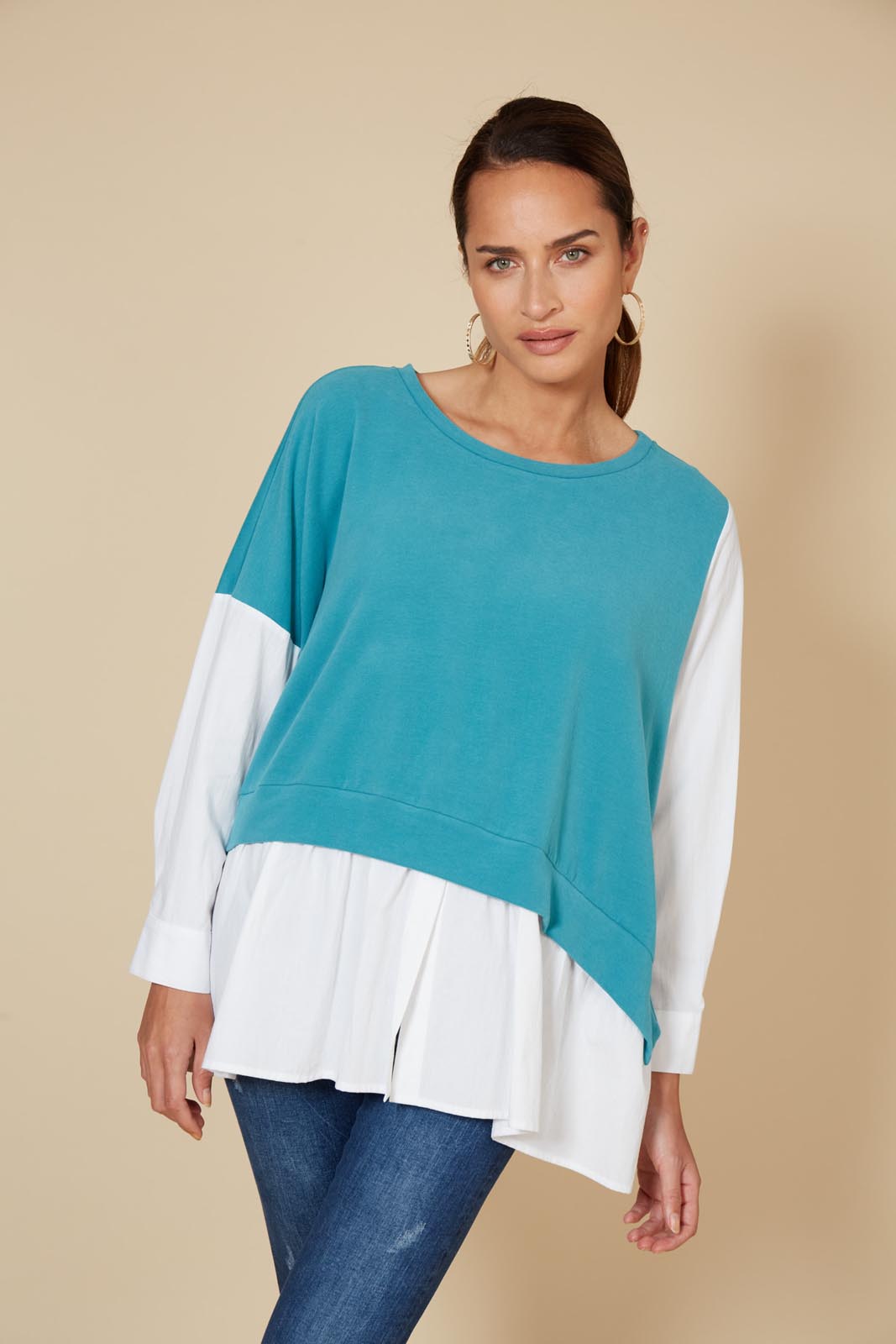 Martini Shirt Top - Teal - eb&ive Clothing - Top Tshirt L/S Relaxed