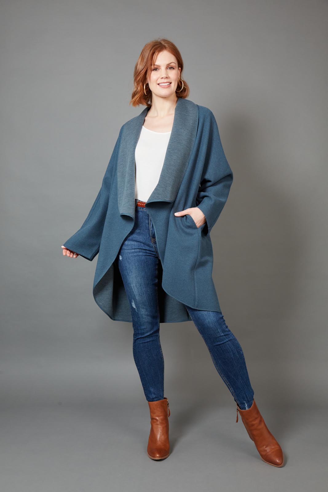 Klein Wrap Jacket - Oxford - eb&ive Clothing - Kimono Cape Short