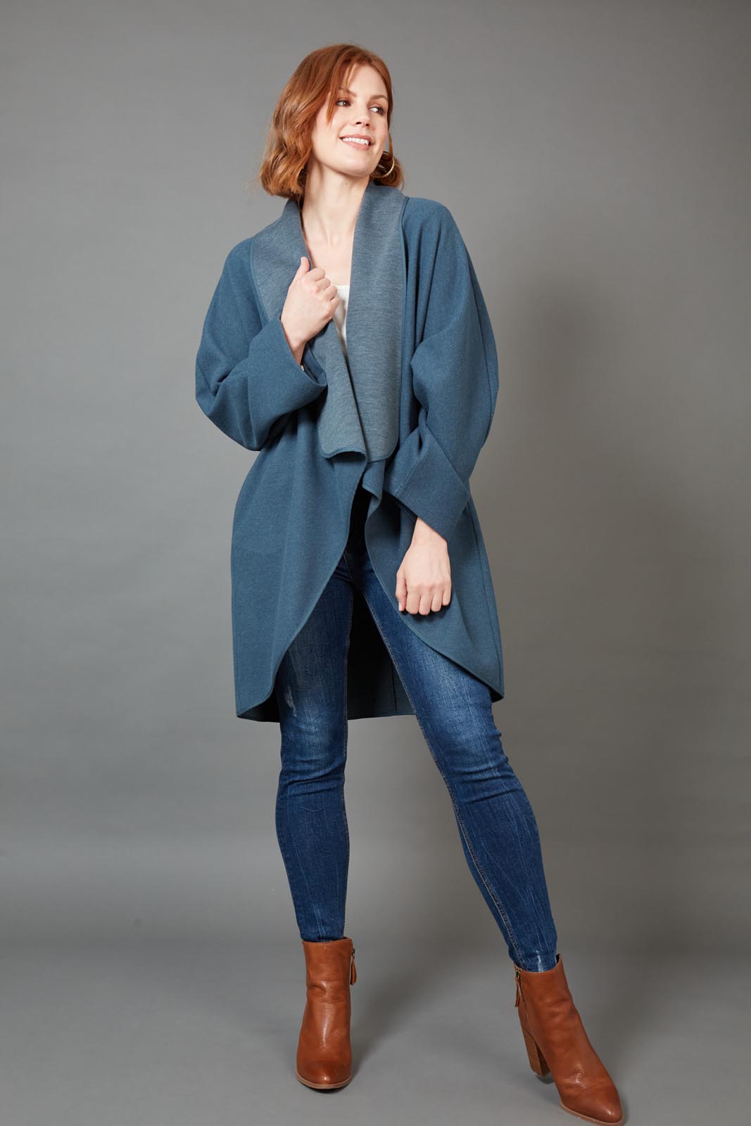 Klein Wrap Jacket - Oxford - eb&ive Clothing - Kimono Cape Short