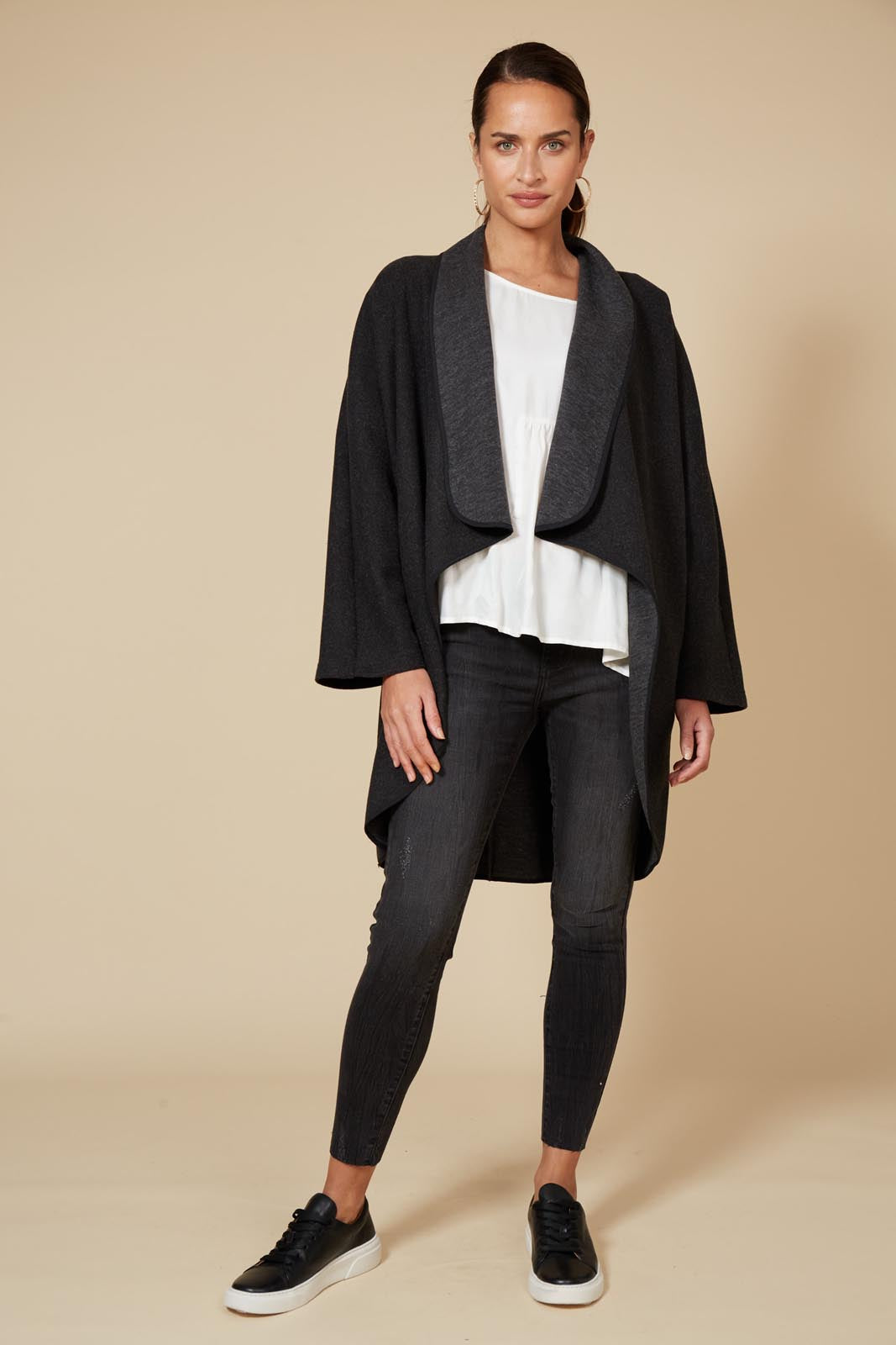 Klein Wrap Jacket - Fossil - eb&ive Clothing - Kimono Cape Short