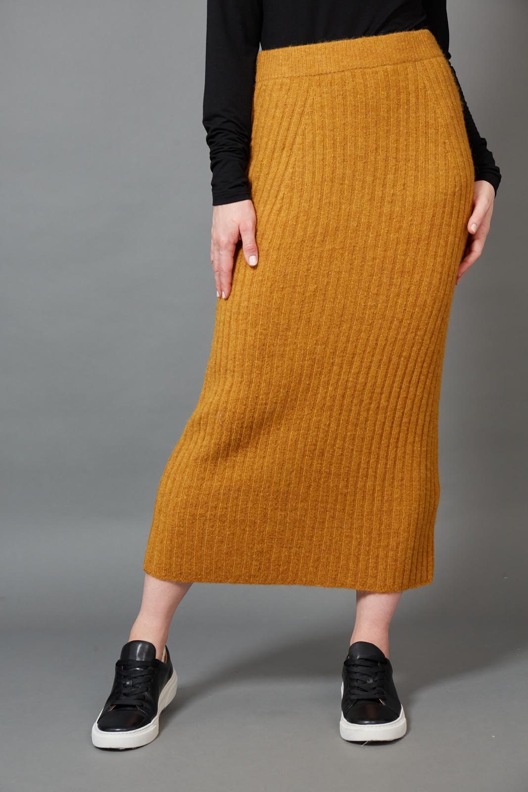 Kinsella Knit Skirt - Saffron - eb&ive Clothing - Knit Skirt Mid